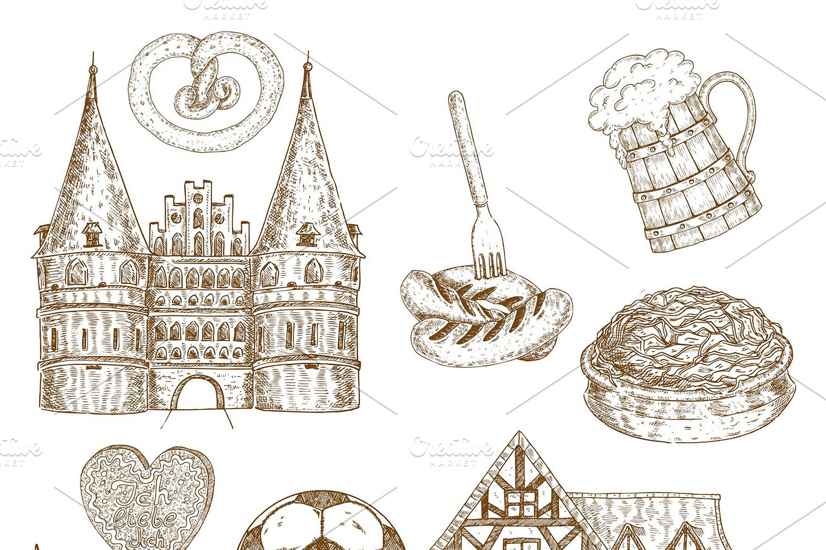 Germany Drawn Symbols Set in Illustrations - product preview 8