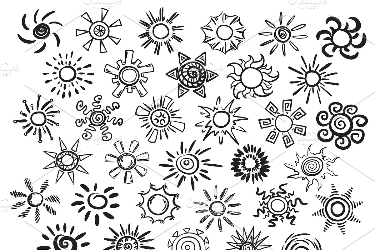 Hand Drawn Suns Set in Graphics - product preview 8