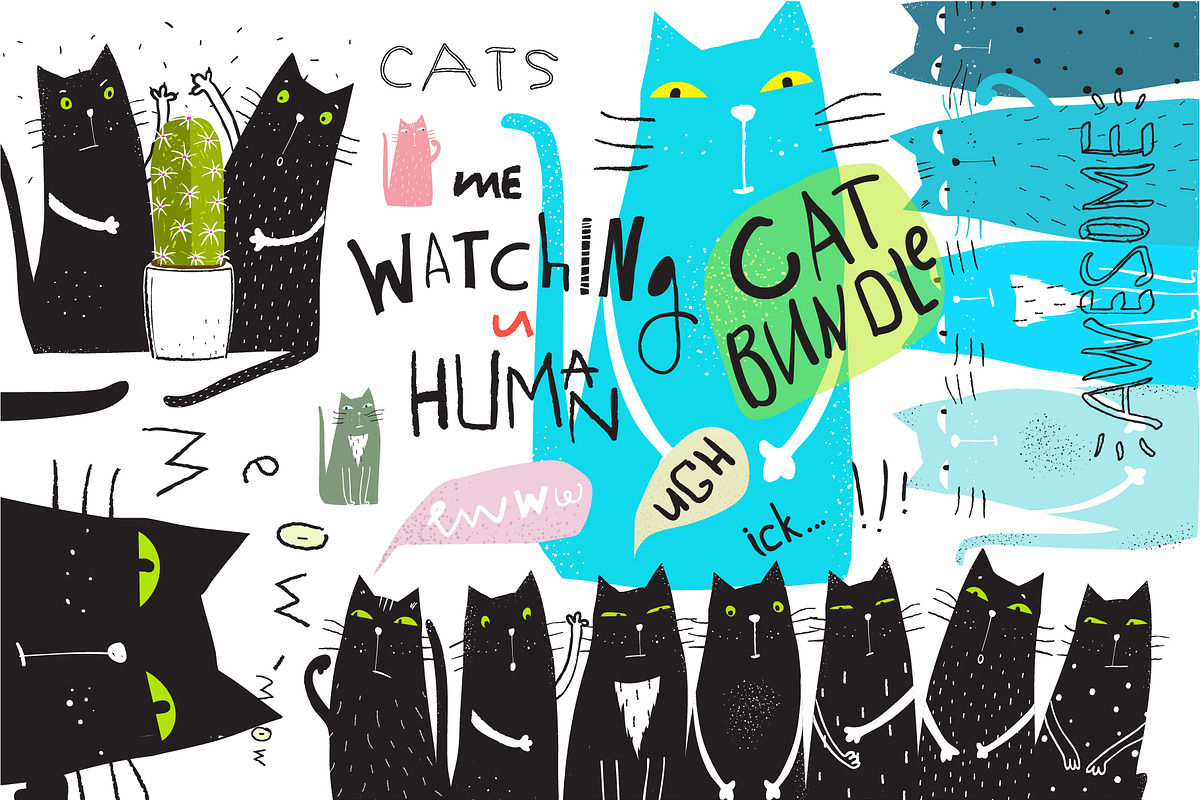 Awesome Fun Cats Bundle in Illustrations - product preview 8