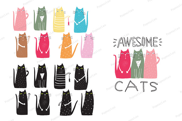 Awesome Fun Cats Bundle in Illustrations - product preview 5
