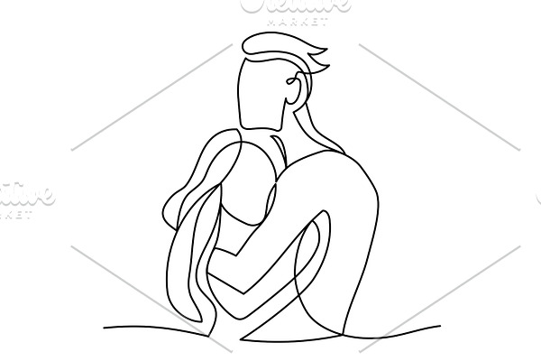 Continuous line drawing of couple