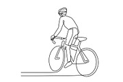 continuous line cyclist on a bicycle