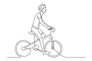 continuous line cyclist on a bicycle