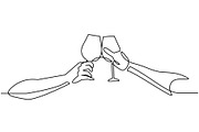 Continuous line drawing two glasses
