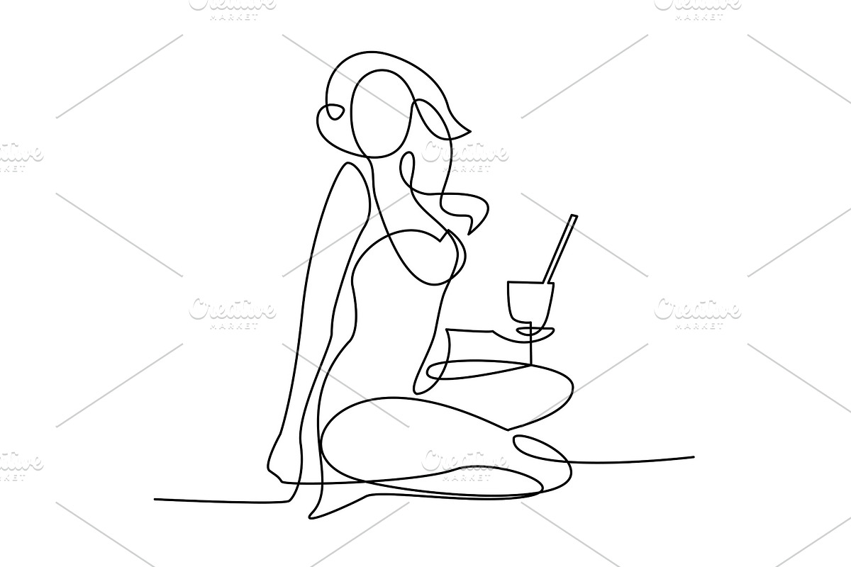 Beautiful woman in bikini sunbathing in Illustrations - product preview 8
