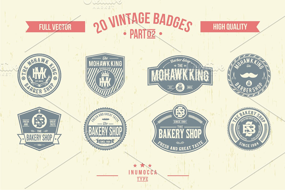 2O Vintage Badges (EDITABLE TEXT) in Logo Templates - product preview 8