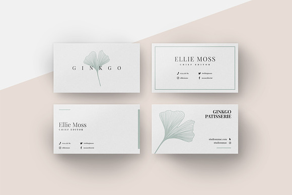 Ginkgo Business Card Templates in Business Card Templates - product preview 1