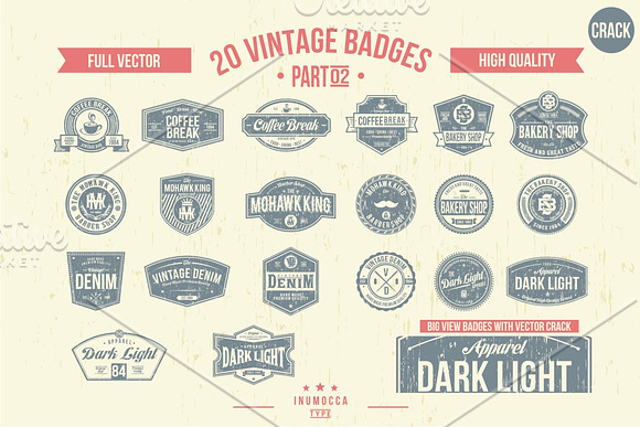 2O Vintage Badges (EDITABLE TEXT) in Logo Templates - product preview 2