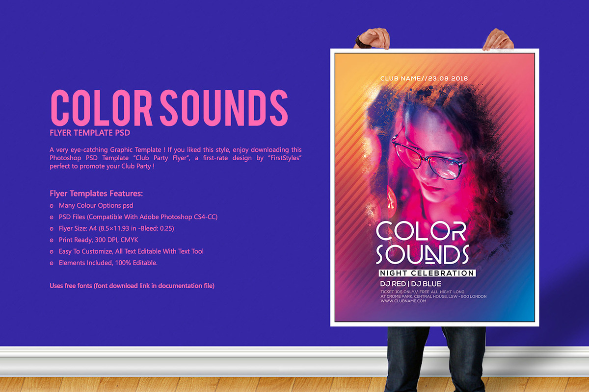 Color Sounds Party Flyer in Flyer Templates - product preview 8