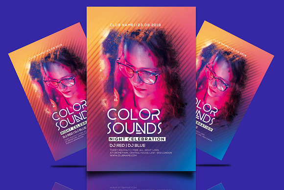 Color Sounds Party Flyer in Flyer Templates - product preview 1