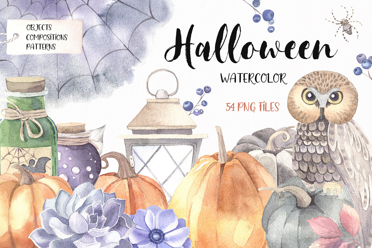 Watercolor Halloween Set in Illustrations - product preview 8