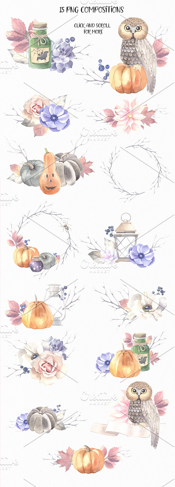 Watercolor Halloween Set in Illustrations - product preview 4
