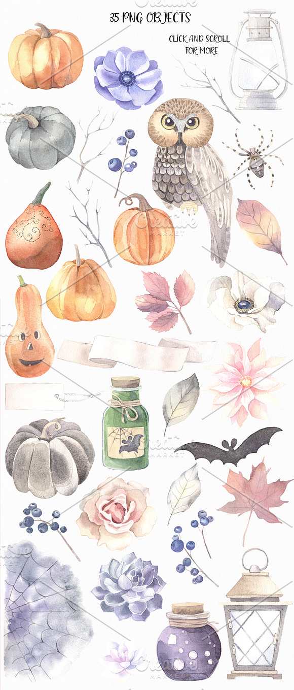 Watercolor Halloween Set in Illustrations - product preview 5