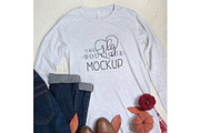 Long-sleeve Gray T-shirt Fall Mockup