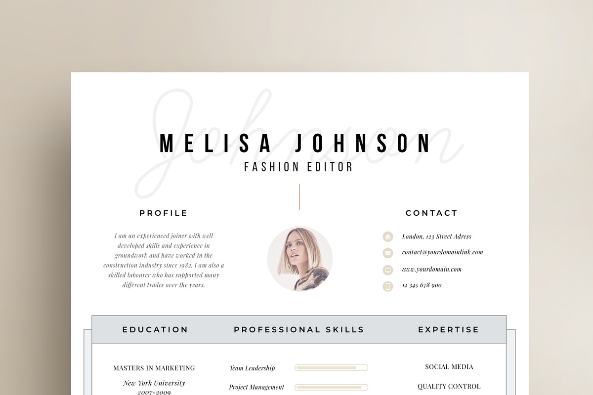 Resume Template 1 page | "Amsterdam" in Resume Templates - product preview 8