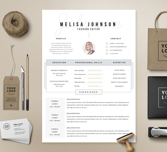 Resume Template 1 page | "Amsterdam" in Resume Templates - product preview 1