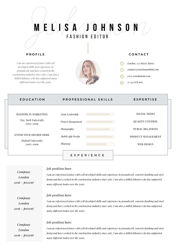 Resume Template 1 page | "Amsterdam" in Resume Templates - product preview 2