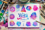 Divine Yoga. 25 Watercolor&Vector