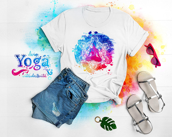 Divine Yoga. 25 Watercolor&Vector in Illustrations - product preview 3