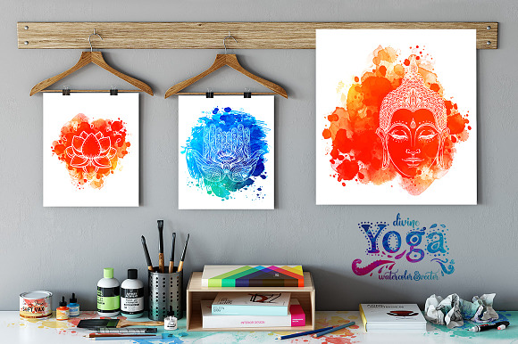 Divine Yoga. 25 Watercolor&Vector in Illustrations - product preview 5