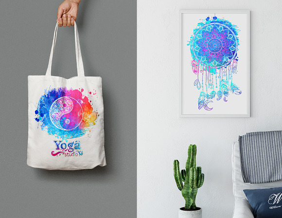Divine Yoga. 25 Watercolor&Vector in Illustrations - product preview 6