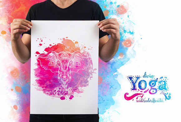 Divine Yoga. 25 Watercolor&Vector in Illustrations - product preview 10