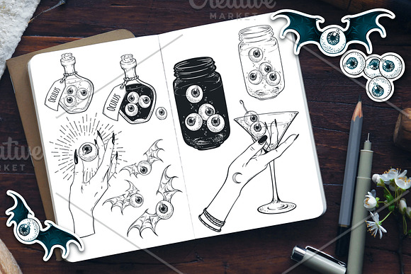 Creepy Eyes Halloween Designs in Illustrations - product preview 1