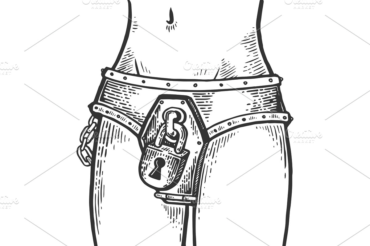chastity belt engraving vector in Illustrations - product preview 8
