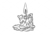 Burning candle engraving vector