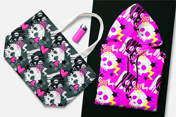 Skull funky seamless patterns in Patterns - product preview 4