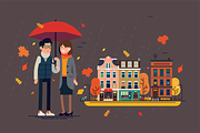 Couple in Autumn Town
