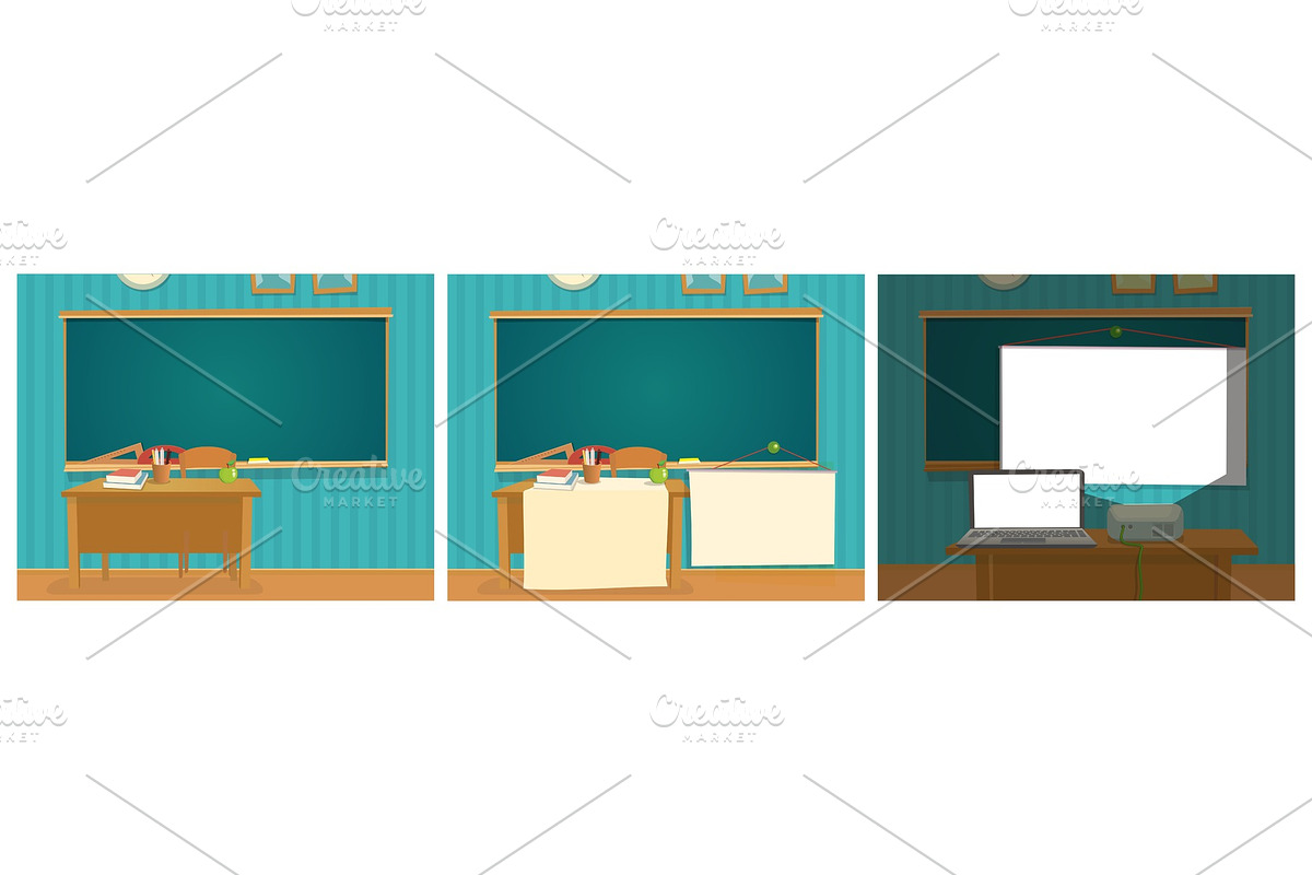Interior of classroom with desk and in Illustrations - product preview 8