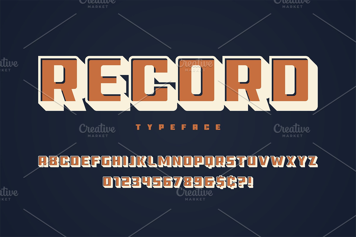 Record display font design, alphabet in Illustrations - product preview 8