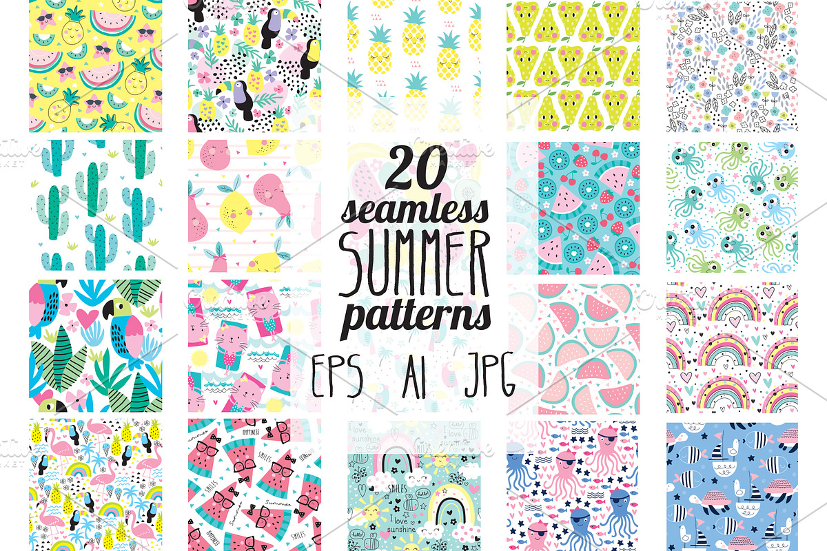 20 summer seamless patterns in Patterns - product preview 8