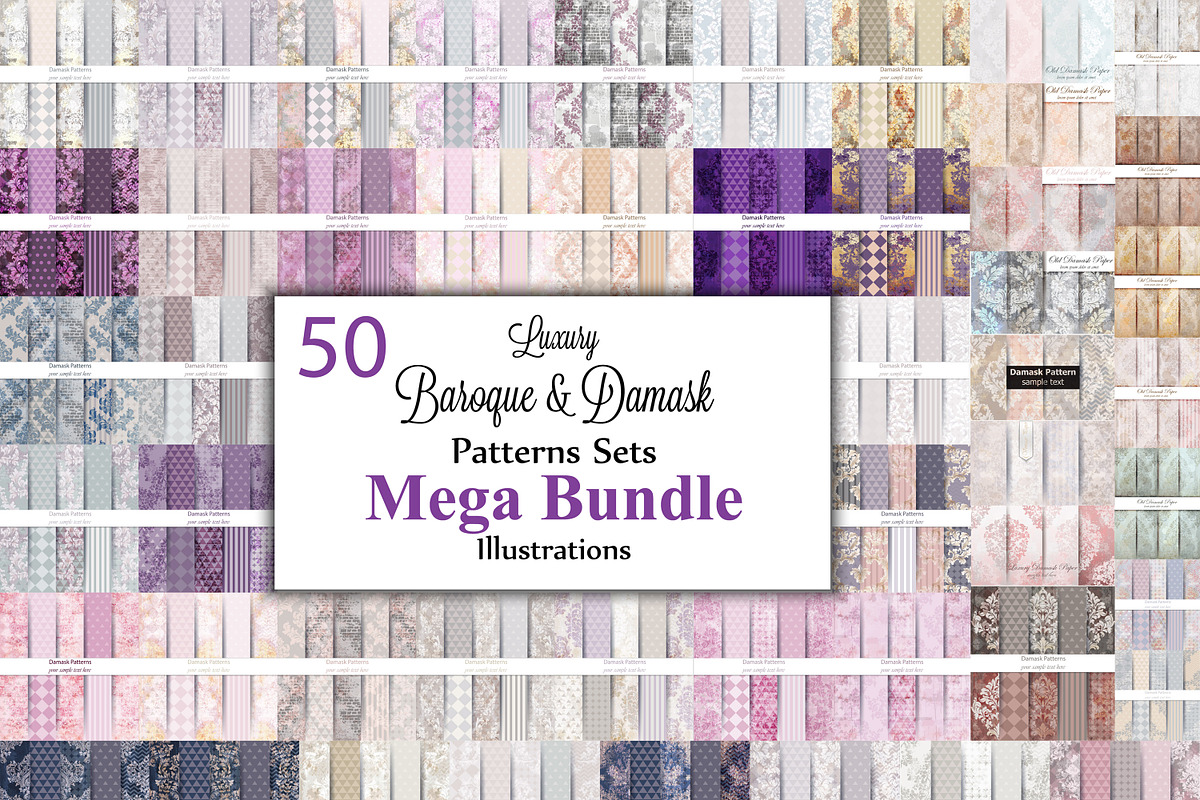 Vector bundle 50 baroque patterns in Textures - product preview 8