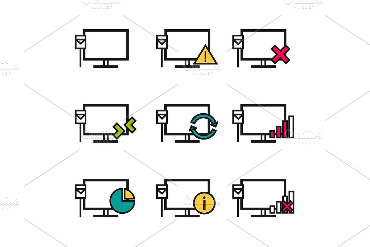 Nine line icons - Computer in Illustrations - product preview 8