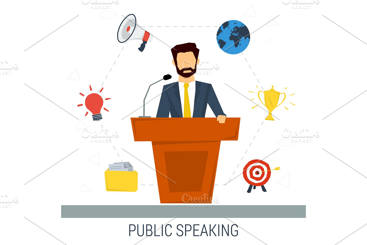 Public speaker from tribune in Illustrations - product preview 8