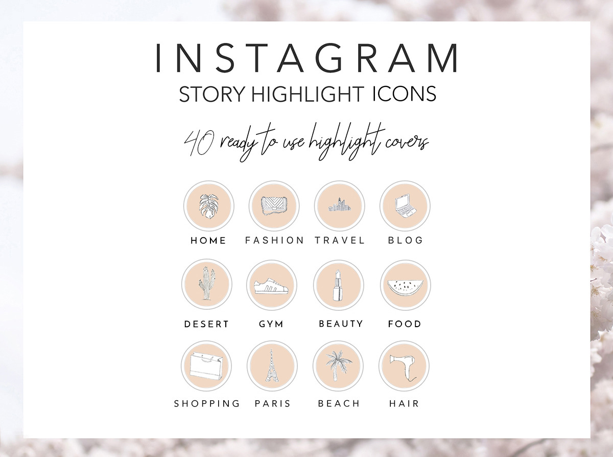 40 Instagram Highlight Icons Beige | Creative Instagram Templates