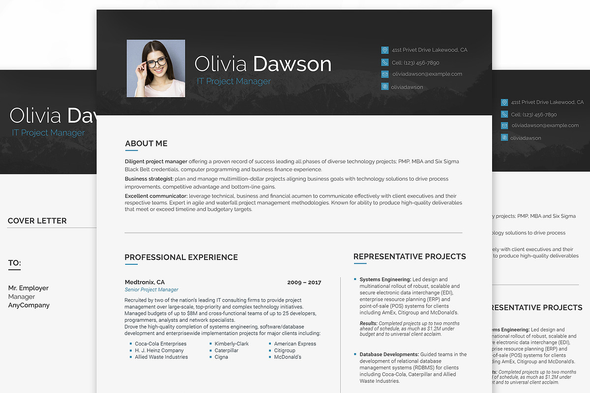 Project Manager Resume for Woman in Resume Templates - product preview 8