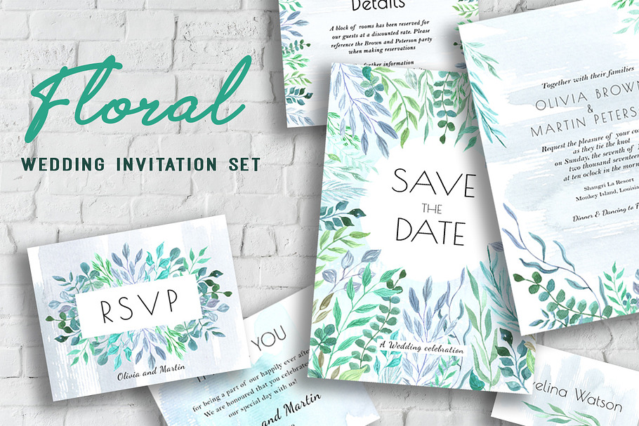 Floral Wedding Invitation Suite in Wedding Templates - product preview 8