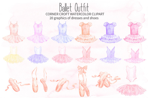 Ballet Shoes and Ballet Dress Clipar in Illustrations - product preview 1
