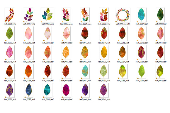 Gold Glitter Watercolor Leaf Clipart in Illustrations - product preview 2