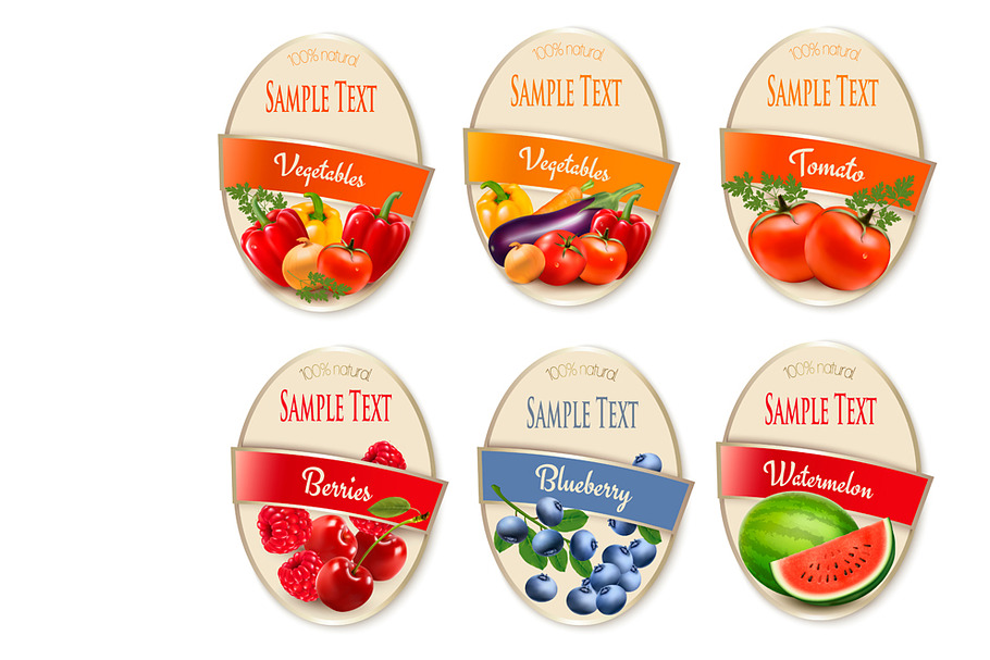 Set of labels of berries and fruit.  in Illustrations - product preview 8