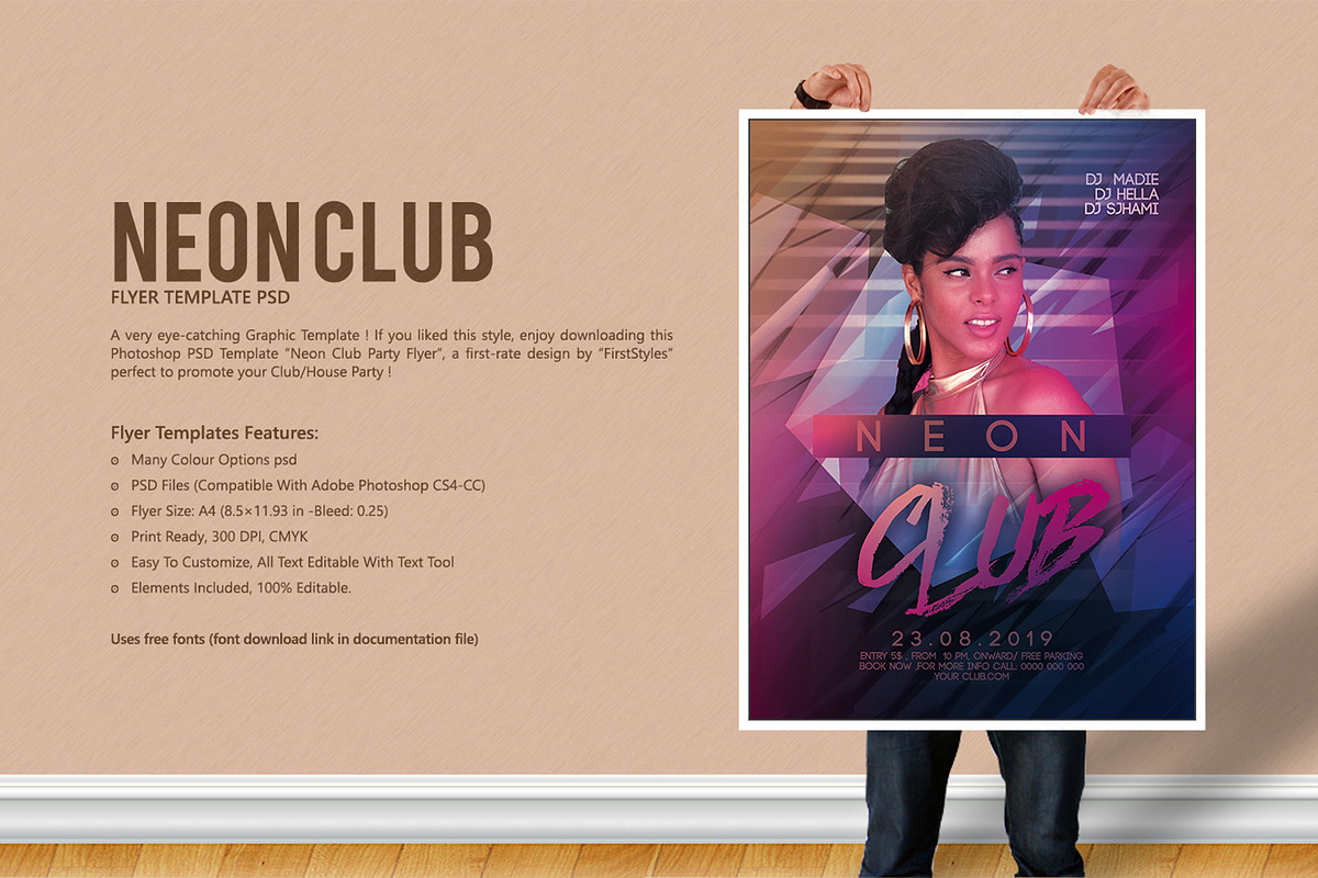 Neon Club Party Flyer in Flyer Templates - product preview 8