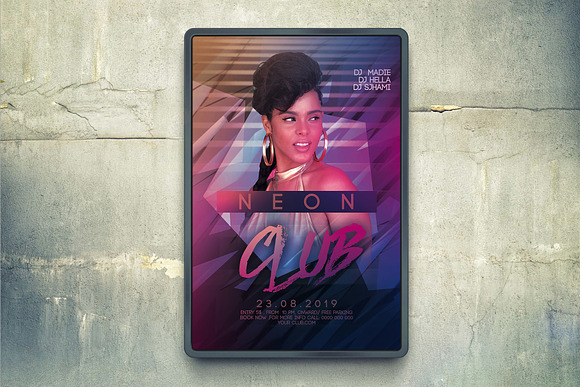 Neon Club Party Flyer in Flyer Templates - product preview 4