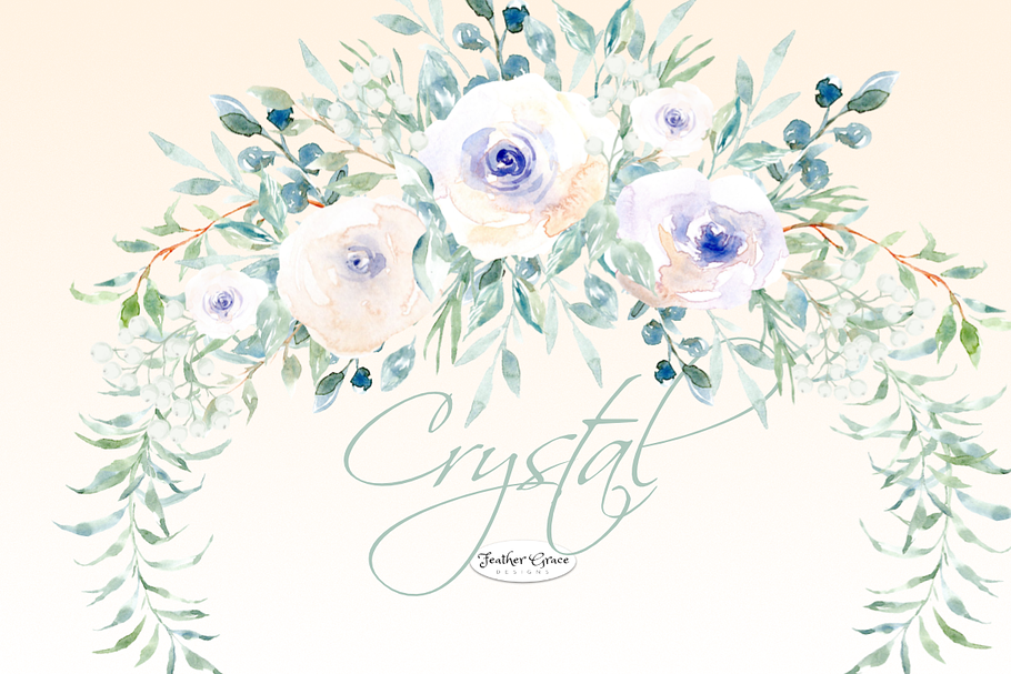 White Watercolor Florals & Bouqets in Illustrations - product preview 8