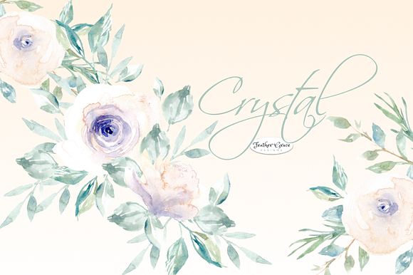 White Watercolor Florals & Bouqets in Illustrations - product preview 1