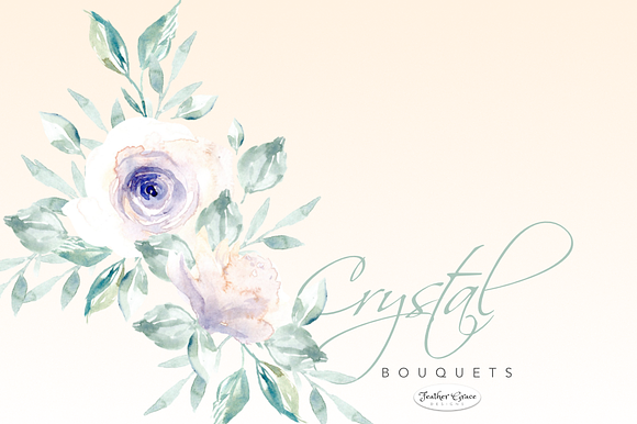 White Watercolor Florals & Bouqets in Illustrations - product preview 2