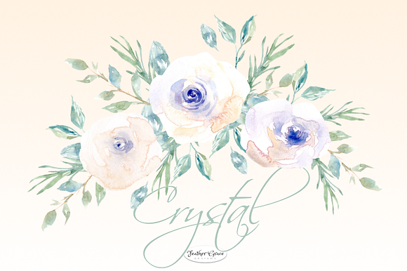 White Watercolor Florals & Bouqets in Illustrations - product preview 5
