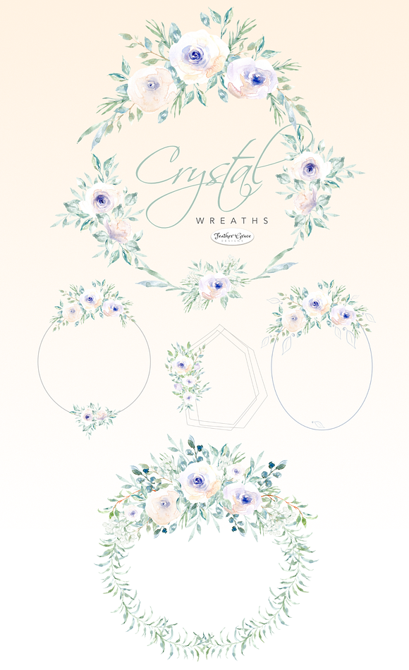 White Watercolor Florals & Bouqets in Illustrations - product preview 12